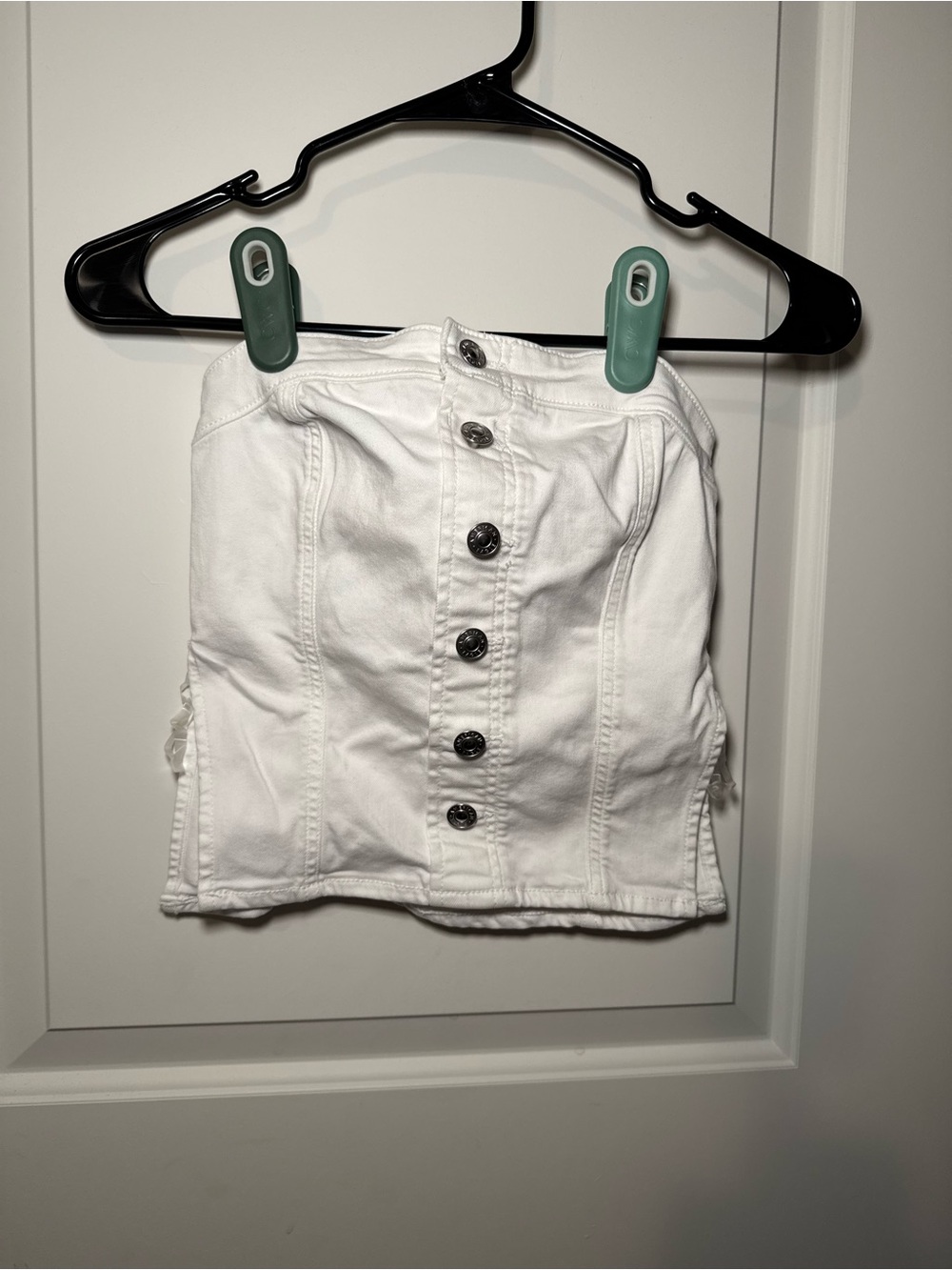 American Eagle Outfitters White Button-Front Denim Mini Skirt